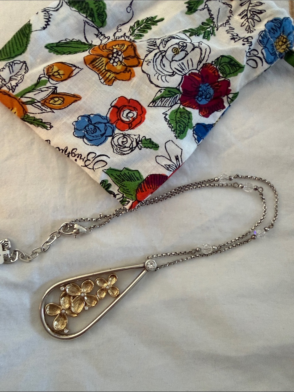 NWT Brighton Everbloom Necklace with Gold Floral Accent Pendant